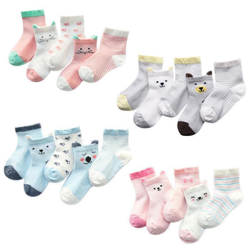 Enfants Chaussettes Pack de 5 Couleurs Respirant D'été de Coton Chaussettes pour bébés - NTKSTORE