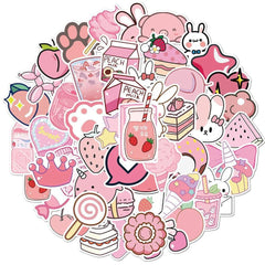 10/30/50PCS VSCO Cute Pink Style Cartoon Stickers DIY Car Bike Travel Luggage Laptop Classic Toy Graffiti Sticker Decal for Kids - NTKSTORE