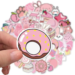 10/30/50PCS VSCO Cute Pink Style Cartoon Stickers DIY Car Bike Travel Luggage Laptop Classic Toy Graffiti Sticker Decal for Kids - NTKSTORE