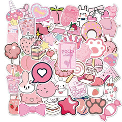 10/30/50PCS VSCO Cute Pink Style Cartoon Stickers DIY Car Bike Travel Luggage Laptop Classic Toy Graffiti Sticker Decal for Kids - NTKSTORE