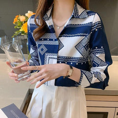 Fashion printing ladies shirts Women's Blouses Spring Autumn Long Sleeve Shirts Tops Blusas Mujer - NTKSTORE