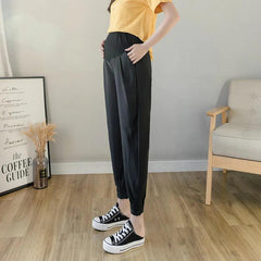 Chiffon Thin Summer Maternity Ankle Pants Fashion Split Button Design Clothes For Pregnant Women Pregnancy Casual Harem Trousers - NTKSTORE