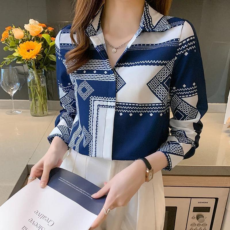 Fashion printing ladies shirts Women's Blouses Spring Autumn Long Sleeve Shirts Tops Blusas Mujer - NTKSTORE
