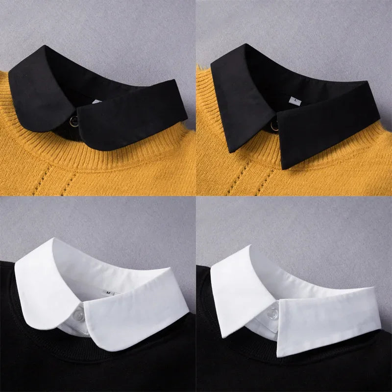 Black White Fake Collar for Women Shirt Sweater Detachable Collar False Collar Lapel Blouse Tops Faux Col Neckwear Nep Kraagje - NTKSTORE