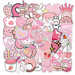 10/30/50PCS VSCO Cute Pink Style Cartoon Stickers DIY Car Bike Travel Luggage Laptop Classic Toy Graffiti Sticker Decal for Kids - NTKSTORE