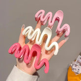 Colorful Wave Hair Claw Clips Women Korean Plastic Shark Hair Clip Geometry High Ponytail Barrette Hairpin Girl Hair Accessories - NTKSTORE