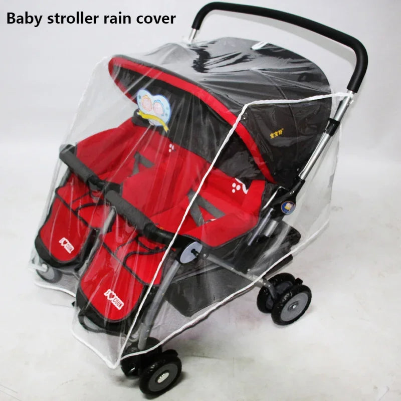 Universal Type Breathable Baby Pushchs Rain Cover For Twins Transparent Environmentally PVC Stroller Raincoat Wind Dust Shield - NTKSTORE