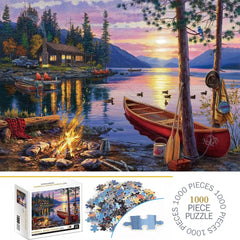 1000pcs Darrell Bush Canoe Lake Jigsaw Puzzles for Adults Home Decor Games Family Fun Floor Puzzles Educational Toys for Kids - NTKSTORE