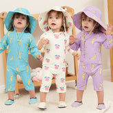 Baby Girls Swimsuit Long Sleeves One Piece Swimwear for Kids Toddler Cartoon UPF50+ Rash Guards Infant Bathing Suit Korea Sets