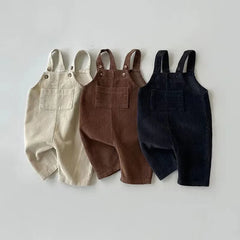 New Spring Baby Pants Toddler Boys Solid Corduroy Suspender Trousers Girls Overalls Kids Basic Playsuit Jumpsuit Clothing - NTKSTORE
