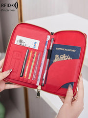 Fashionable and Portable RFID Travel Passport CasePULeather Multi functional Credit Card Passport Bag Neutral Travel Accessories - NTKSTORE