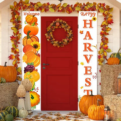 Thanksgiving Couplet Pumpkin Porch Hanging Banner Harvest Festival Party Decoration Thanksgiving Wall Door Hanging Banner - NTKSTORE