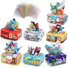Baby Tissue Box Montessori Educational Toys Colorful Soft Sensory Toy For Toddler Finger Exercise Pumping Silk Scarf Gifts 0-18M - NTKSTORE