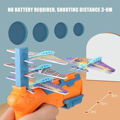 HOT!Airplane Launcher Bubble Catapult With 6 Small Plane Toy Funny Airplane Toys for Kids plane Catapult Gun Shooting Game Gift