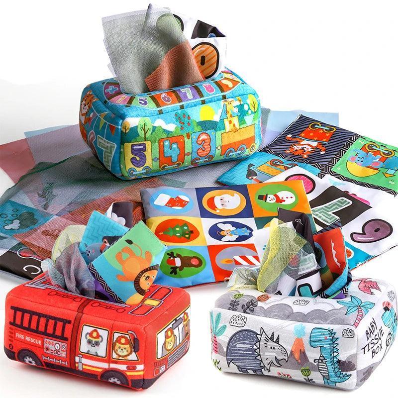 Baby Tissue Box Montessori Educational Toys Colorful Soft Sensory Toy For Toddler Finger Exercise Pumping Silk Scarf Gifts 0-18M - NTKSTORE