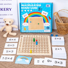 99 Multiplication Board Game Wooden Montessori Learning Educational Toys With Flash Cards Counting Teaching Aids