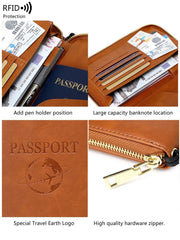Fashionable and Portable RFID Travel Passport CasePULeather Multi functional Credit Card Passport Bag Neutral Travel Accessories - NTKSTORE