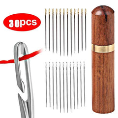 30pcs Blind Sewing Needle Elderly Stainless Steel Quick Automatic Self-Threading Needle Stitching Pins DIY Punch Needle Threader - NTKSTORE