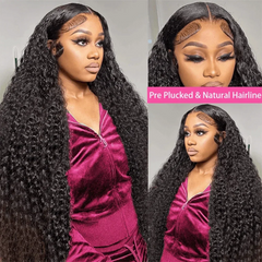 32 Inch Curly human hair lace frontal wig 13x4 13x6 Deep Wave HD Transparent lace front human hair wig For Women - NTKSTORE