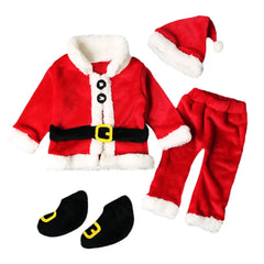 4PCS Outfit Costume Christmas Set Tops+Pants+Hat+ Infant Santa Baby Boys 4t Designer Clothes Jacket Set 36 Month Boy Clothes