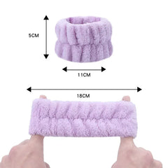 2Pcs Wristband for Yoga Washing Face Soft Flannel Wrist Strap Reusable Makeup Towel Wrist Velvet Towel Girls Elastic Face Wash - NTKSTORE