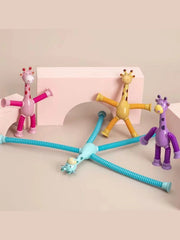 Suction cup giraffe telescopic and ever-changing luminous toy children's cartoon creative educational toy stretch telescopic