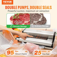 VEVOR Commercial Vacuum Sealer Machine Multifunction Automatic Food Packaging with Bag Roll Storage Cutter for Home Kitchen Use - NTKSTORE