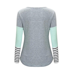 Fashion Pregnant Women Stiching Color Breastfeeding Nursing T Shirts Casual Loose Long Sleeve Tee Tops For Maternity - NTKSTORE