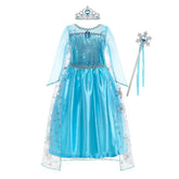 Elsa Dress for Girls Birthday Role Snow Queen Elsa Princess Dresses Kids Halloween Carnival Easter Party Dress Up Girls Costume - NTKSTORE