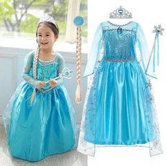 Elsa Dress for Girls Birthday Role Snow Queen Elsa Princess Dresses Kids Halloween Carnival Easter Party Dress Up Girls Costume - NTKSTORE