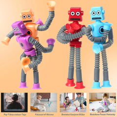 4Pcs Telescopic Robot Suction Cup Toy Pop Tubes Fidget Toys Shape Changing Tube Sensory Toys Party Favors for Kids - NTKSTORE