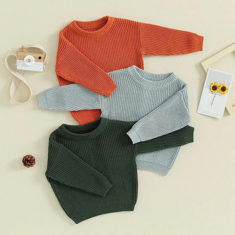 Baby Boys Girls Warm Sweaters Knitted Loose O-neck Pullover Knitwear Sweaters Tops 0-5Y - NTKSTORE