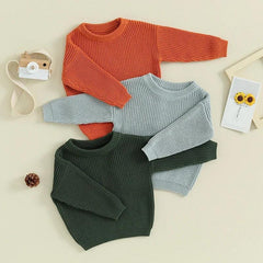 Baby Boys Girls Warm Sweaters Knitted Loose O-neck Pullover Knitwear Sweaters Tops 0-5Y - NTKSTORE