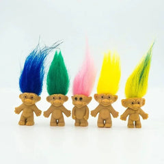 5Pcs/lot Funny Trolls Dolls Anime Action Figure Colorful Hair Family Members Models Kids Toys for Children Gift Nostalgic Adult - NTKSTORE