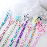 Cute Wigs Ponytail for Kids Girl Candy Color Cartoon Unicorn Butterfly Bow Ponytail Hair Ornament Rubber Bands Headwear Braid - NTKSTORE