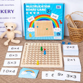 99 Multiplication Board Game Wooden Montessori Learning Educational Toys With Flash Cards Counting Teaching Aids