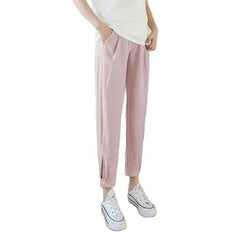 Chiffon Thin Summer Maternity Ankle Pants Fashion Split Button Design Clothes For Pregnant Women Pregnancy Casual Harem Trousers - NTKSTORE