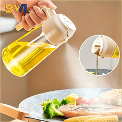 2in1 500ml Glass Spray Oil Sprayer Bottle Spray Oil Dispenser Oil Jar Cruet BBQ Kitchen Baking Roasting Picnic Kitchen Tool - NTKSTORE