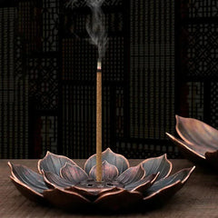 New 1PC Alloy Incense Burner Stick Holder Plate Buddhism Lotus Censer Bronze Nasturtium Incense Burner - NTKSTORE