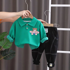 Children's Fashion Spring Long-sleeved Sweater Two-piece Set