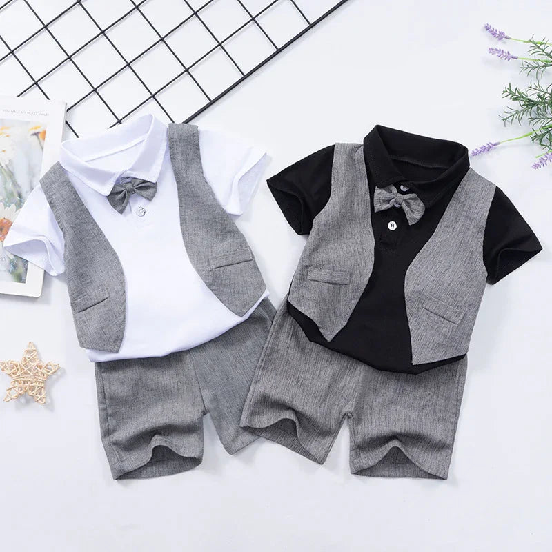 Children's Fashion Short-sleeved Shorts Bow Baby Rompers