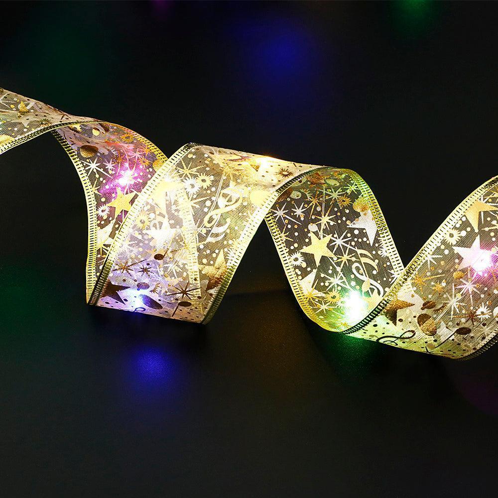 Fairy Lights String Christmas Ribbon Bow Tie - NTKSTORE