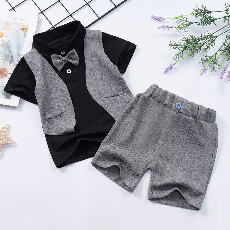 Children's Fashion Short-sleeved Shorts Bow Baby Rompers