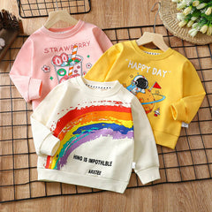 Cotton Boys And Girls Long Sleeve T-shirt Unlined Top