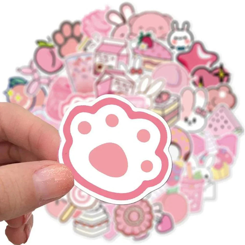 10/30/50PCS VSCO Cute Pink Style Cartoon Stickers DIY Car Bike Travel Luggage Laptop Classic Toy Graffiti Sticker Decal for Kids - NTKSTORE