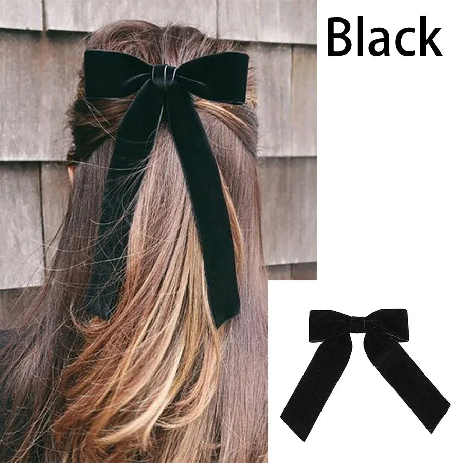 Haimeikang Bow Hair Clip Black Velvet Hair Bows Hairpins Women Elegant Barrette Girls Bowknot Hair Accessories - NTKSTORE