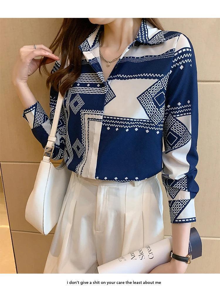 Fashion printing ladies shirts Women's Blouses Spring Autumn Long Sleeve Shirts Tops Blusas Mujer - NTKSTORE