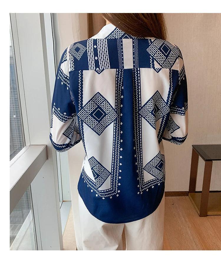 Fashion printing ladies shirts Women's Blouses Spring Autumn Long Sleeve Shirts Tops Blusas Mujer - NTKSTORE