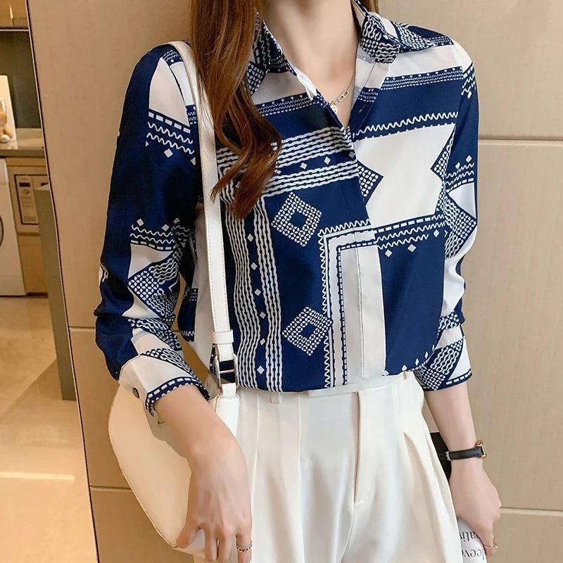 Fashion printing ladies shirts Women's Blouses Spring Autumn Long Sleeve Shirts Tops Blusas Mujer - NTKSTORE