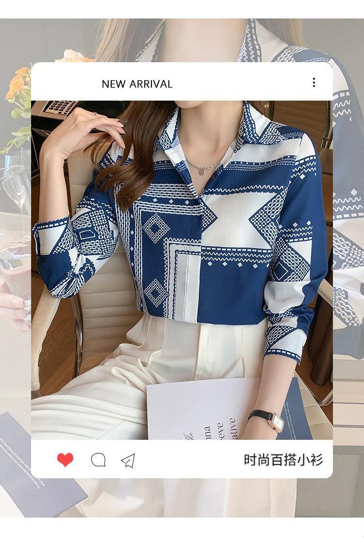 Fashion printing ladies shirts Women's Blouses Spring Autumn Long Sleeve Shirts Tops Blusas Mujer - NTKSTORE